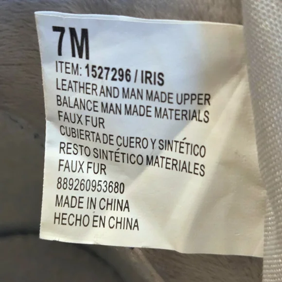 Khombu Iris 1527296 Ivory Suede Leather All Weather Boots W/ Faux Fur Trim Sz 7M - Picture 9 of 15